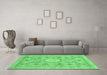 Machine Washable Abstract Emerald Green Modern Area Rugs in a Living Room,, wshabs2351emgrn