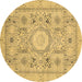 Round Abstract Brown Modern Rug, abs2351brn