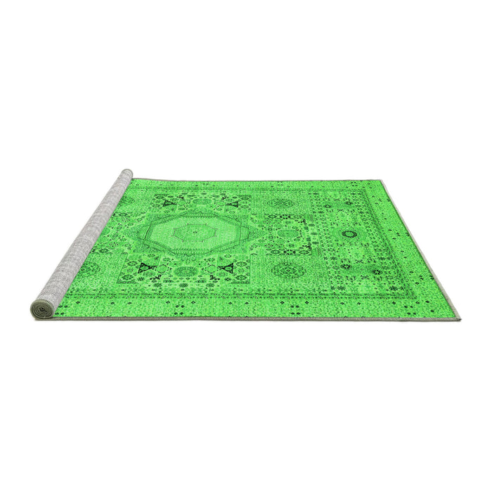 Sideview of Machine Washable Abstract Green Modern Area Rugs, wshabs2351grn