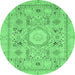 Round Abstract Emerald Green Modern Rug, abs2351emgrn