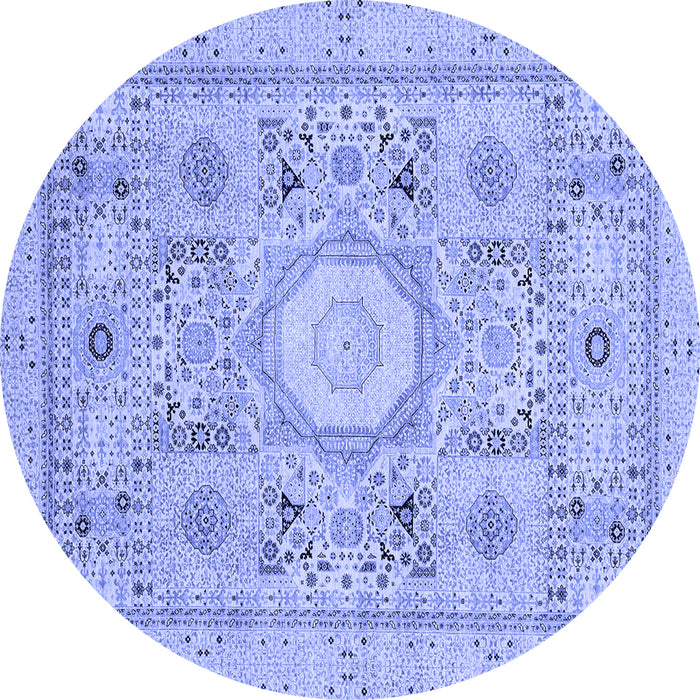 Round Abstract Blue Modern Rug, abs2351blu