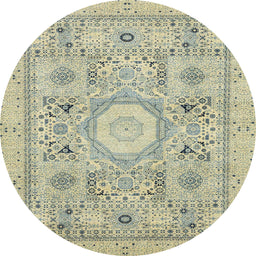Round Machine Washable Abstract Brown Gold Rug, wshabs2351