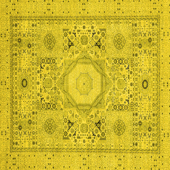 Square Machine Washable Abstract Yellow Modern Rug, wshabs2351yw