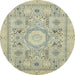 Round Abstract Brown Gold Modern Rug, abs2351