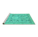 Sideview of Machine Washable Abstract Turquoise Modern Area Rugs, wshabs2351turq