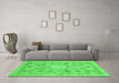 Machine Washable Abstract Green Modern Area Rugs in a Living Room,, wshabs2351grn