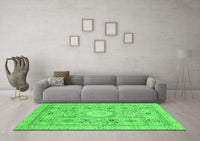 Machine Washable Abstract Green Modern Rug, wshabs2351grn