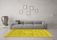 Machine Washable Abstract Yellow Modern Rug, wshabs2351yw