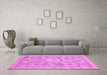 Machine Washable Abstract Pink Modern Rug in a Living Room, wshabs2351pnk