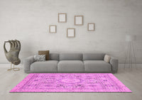 Machine Washable Abstract Pink Modern Rug, wshabs2351pnk