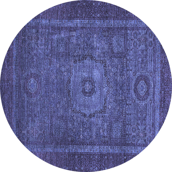 Round Abstract Blue Modern Rug, abs2352blu