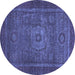 Round Abstract Blue Modern Rug, abs2352blu