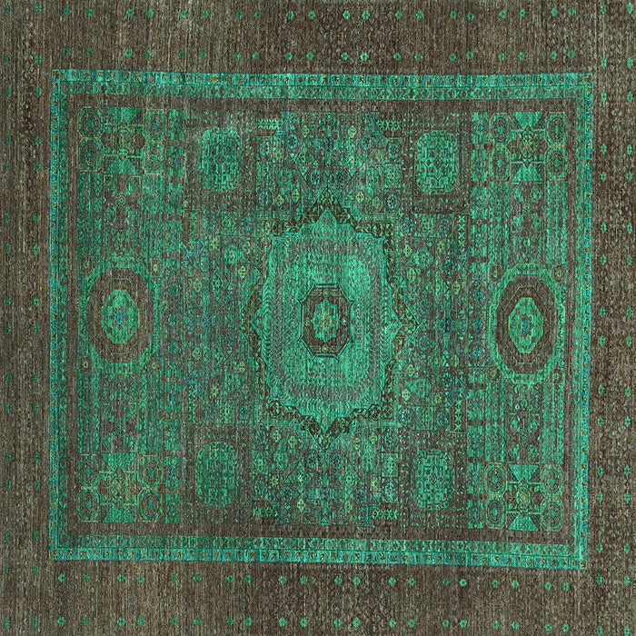 Square Abstract Turquoise Modern Rug, abs2352turq