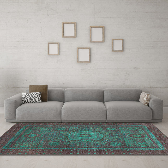 Machine Washable Abstract Light Blue Modern Rug in a Living Room, wshabs2352lblu