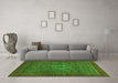 Machine Washable Abstract Green Modern Area Rugs in a Living Room,, wshabs2352grn