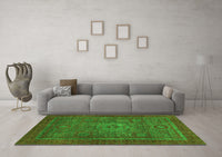 Machine Washable Abstract Green Modern Rug, wshabs2352grn