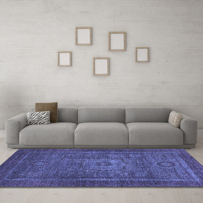Machine Washable Abstract Blue Modern Rug in a Living Room, wshabs2352blu