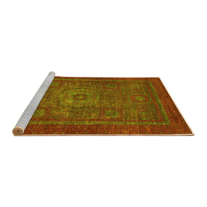 Sideview of Machine Washable Abstract Yellow Modern Rug, wshabs2352yw