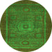 Round Abstract Green Modern Rug, abs2352grn