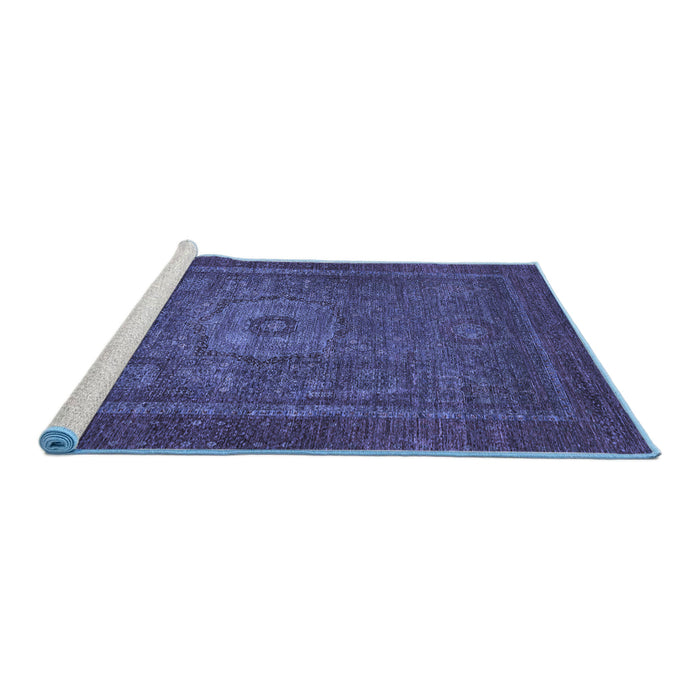 Sideview of Machine Washable Abstract Blue Modern Rug, wshabs2352blu