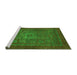 Sideview of Machine Washable Abstract Green Modern Area Rugs, wshabs2352grn