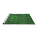 Sideview of Machine Washable Abstract Emerald Green Modern Area Rugs, wshabs2352emgrn