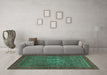 Machine Washable Abstract Turquoise Modern Area Rugs in a Living Room,, wshabs2352turq