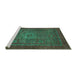 Sideview of Machine Washable Abstract Turquoise Modern Area Rugs, wshabs2352turq