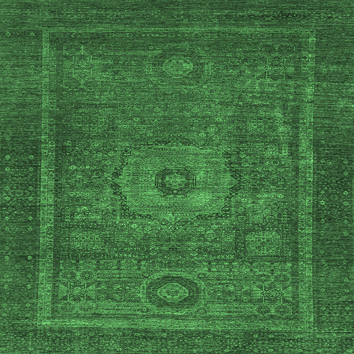 Square Machine Washable Abstract Emerald Green Modern Area Rugs, wshabs2352emgrn