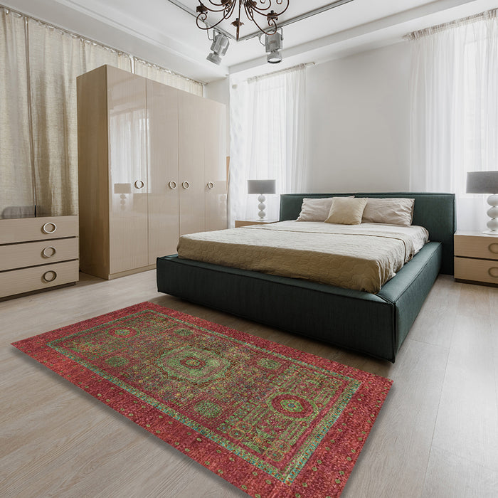 Abstract Brown Modern Rug in a Bedroom, abs2352