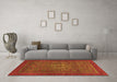 Machine Washable Abstract Orange Modern Area Rugs in a Living Room, wshabs2352org