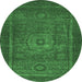 Round Abstract Emerald Green Modern Rug, abs2352emgrn