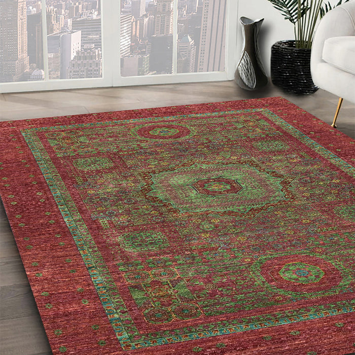 Machine Washable Abstract Brown Rug in a Family Room, wshabs2352