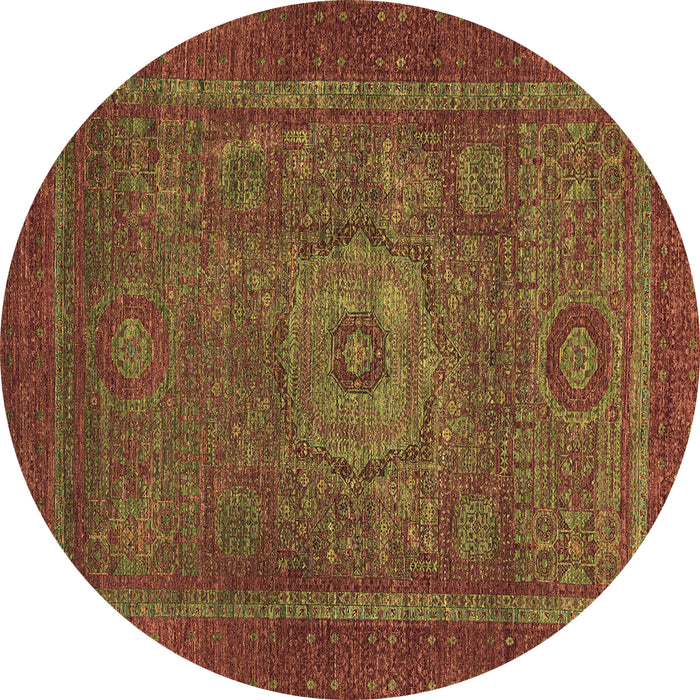 Round Machine Washable Abstract Brown Modern Rug, wshabs2352brn