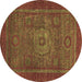 Round Machine Washable Abstract Brown Modern Rug, wshabs2352brn