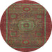 Round Machine Washable Abstract Brown Rug, wshabs2352