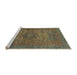 Sideview of Machine Washable Abstract Khaki Green Rug, wshabs2353