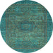 Round Abstract Light Blue Modern Rug, abs2353lblu