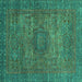 Square Abstract Turquoise Modern Rug, abs2353turq