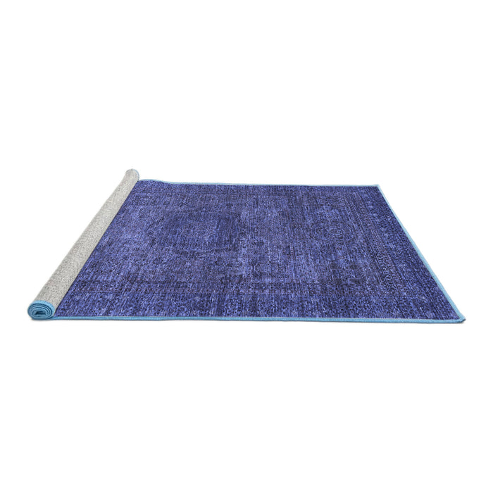 Sideview of Machine Washable Abstract Blue Modern Rug, wshabs2353blu