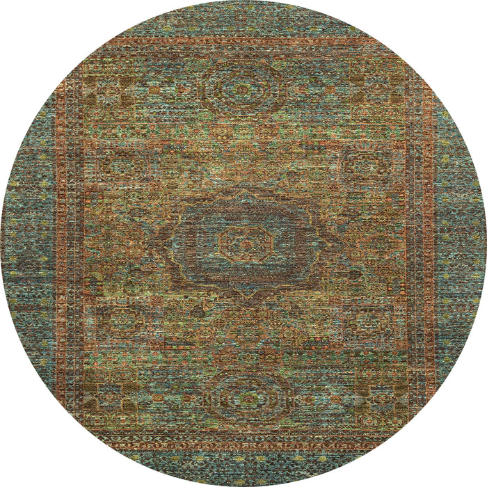 Round Abstract Khaki Green Modern Rug, abs2353