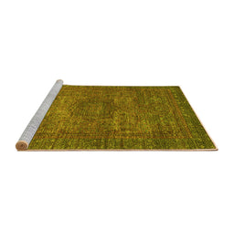 Sideview of Machine Washable Abstract Yellow Modern Rug, wshabs2353yw
