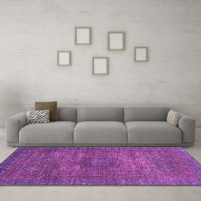 Machine Washable Abstract Purple Modern Area Rugs in a Living Room, wshabs2353pur
