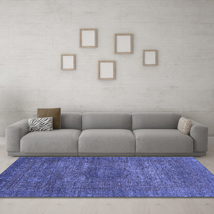 Machine Washable Abstract Blue Modern Rug in a Living Room, wshabs2353blu