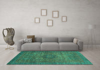 Machine Washable Abstract Turquoise Modern Rug, wshabs2353turq