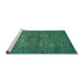 Sideview of Machine Washable Abstract Turquoise Modern Area Rugs, wshabs2353turq