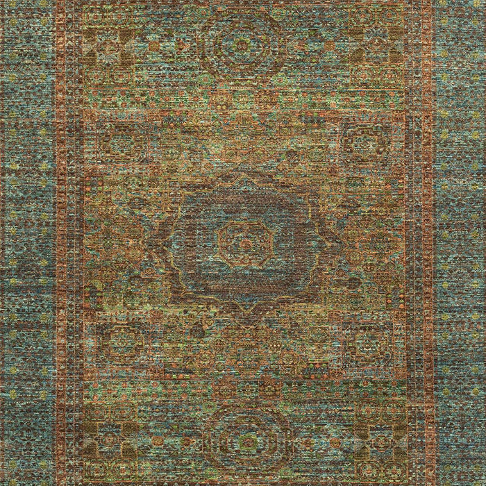Machine Washable Abstract Khaki Green Rug, wshabs2353