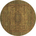 Round Abstract Brown Modern Rug, abs2353brn