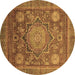 Round Machine Washable Abstract Brown Modern Rug, wshabs2354brn