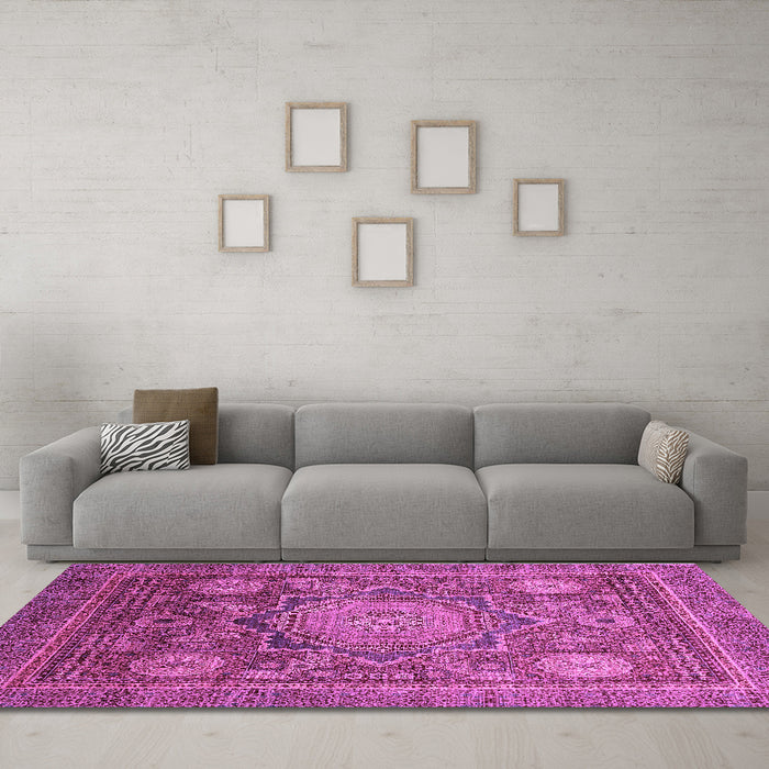Machine Washable Abstract Purple Modern Area Rugs in a Living Room, wshabs2354pur